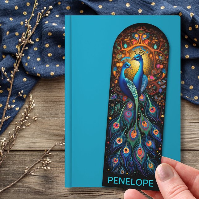 Vibrant Boho Peacock Pair with Custom Name Bookmarks (Creator Uploaded)