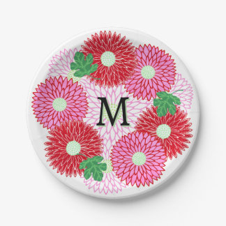 Vibrant Boho Style Pink & Red Floral Party Paper Plates