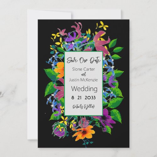 Vibrant Boho Summer Floral Photo Save The Date