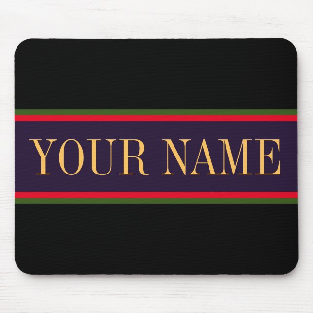 Vibrant Bold Black Purple Bright Red Green Stripes Mouse Pad (Front)