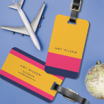 Vibrant Bold Blue Pink Yellow Color Block Bag Tag<br><div class="desc">Stylish personalized color block luggage tag in bold and vibrant blue, pink and yellow. Personalize this tag by replacing placeholder text with your information and for more options such as to change the font and it's size click the "Customize it" button. *Please note that the Zazzle Watermark that appears in...</div>