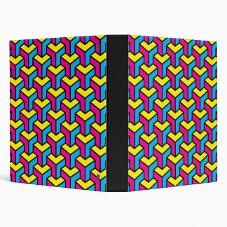 Vibrant Bold CMYK Geometric Optical Illusion Block 3 Ring Binder