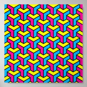 Vibrant Bold CMYK Geometric Optical Illusion Block Acrylic Photo Tile