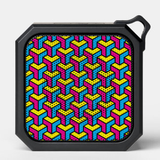 Vibrant Bold CMYK Geometric Optical Illusion Block Bluetooth Speaker