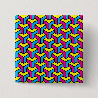 Vibrant Bold CMYK Geometric Optical Illusion Block Button