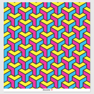 Vibrant Bold CMYK Geometric Optical Illusion Block Sticker
