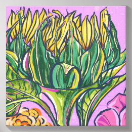 Vibrant Bold Colorful Sunflower Canvas Photo Tile