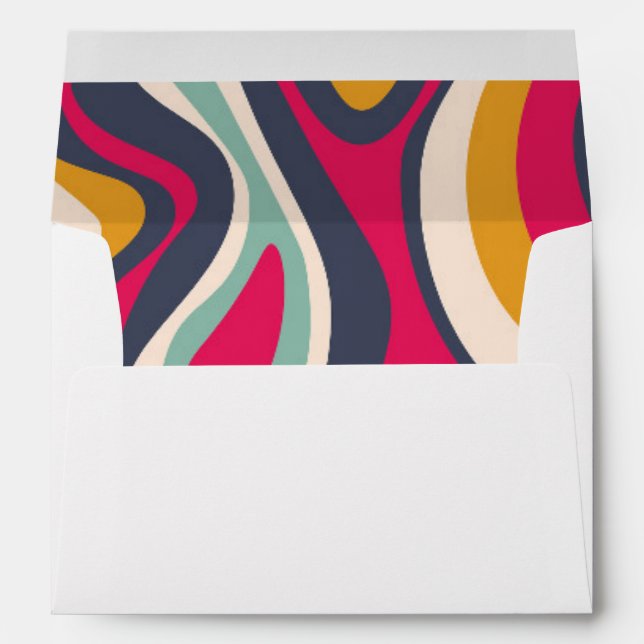 Vibrant Bold Curvy Lines Abstract Wedding Envelope (Back (Bottom))
