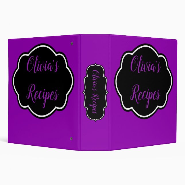 Vibrant, Bold Fuchsia Purple Personalized 3 Ring Binder (Background)