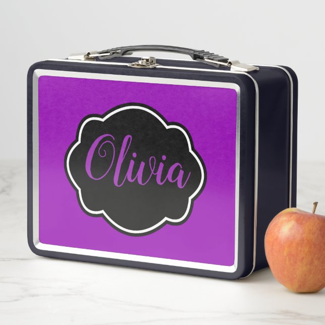 Vibrant, Bold Fuchsia Purple Personalized  Metal Lunch Box (In Situ)