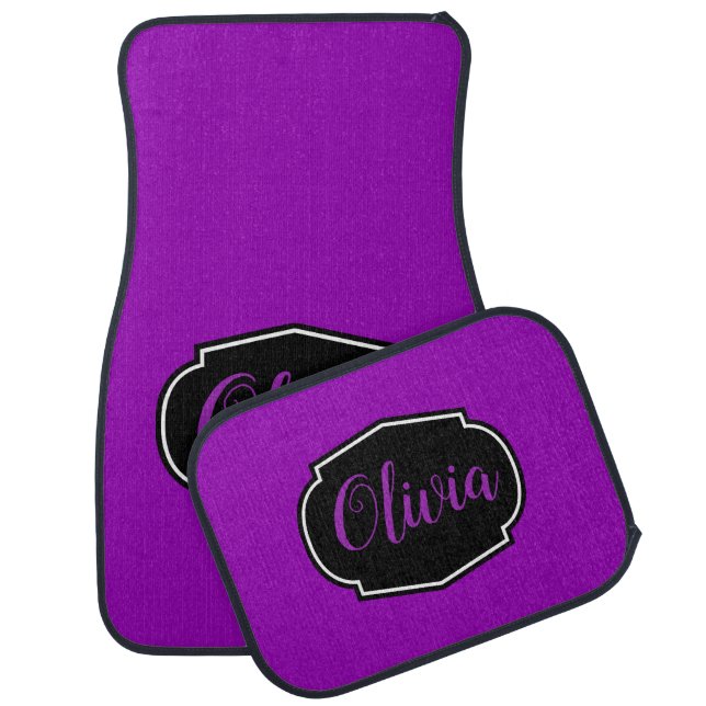 Vibrant, Bold Purple Personalized  Car Floor Mat (Set)