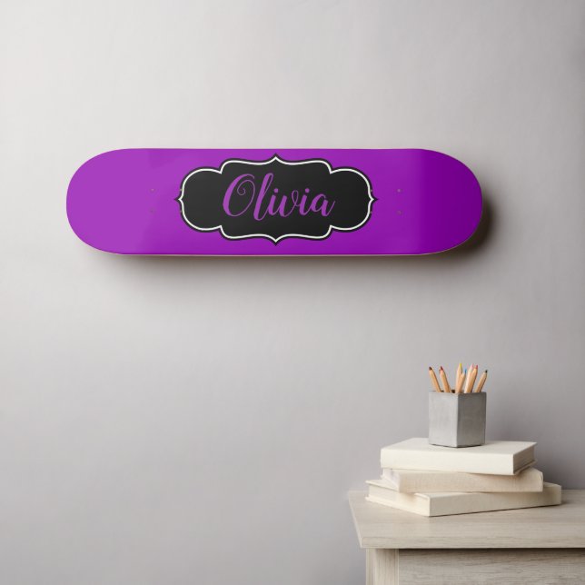 Vibrant Bold Purple Personalized Girls Skateboard (Wall Art (Horz))