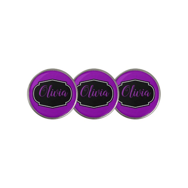 Vibrant, Bold Purple Personalized  Golf Ball Marker (3 Up)