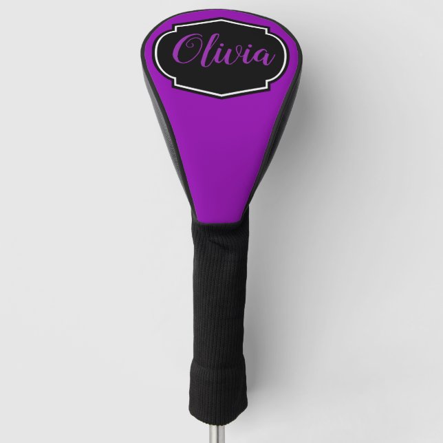 Vibrant, Bold Purple Personalized  Golf Head Cover (Front)