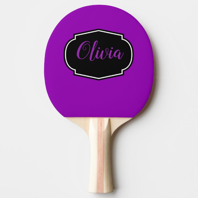 Vibrant, Bold Purple Personalized Ping Pong Paddle (Front)