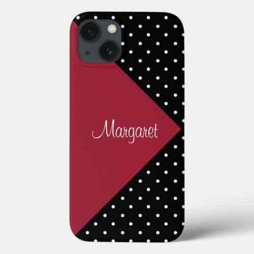 Vibrant Bold Red Black White Dotted Color Blocks iPhone 13 Case