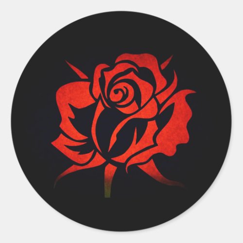 Vibrant Bold Red Rose on Black Background Sticker