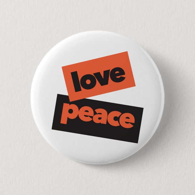 Vibrant, bold, simple, urban design of Love Peace Button (Front)
