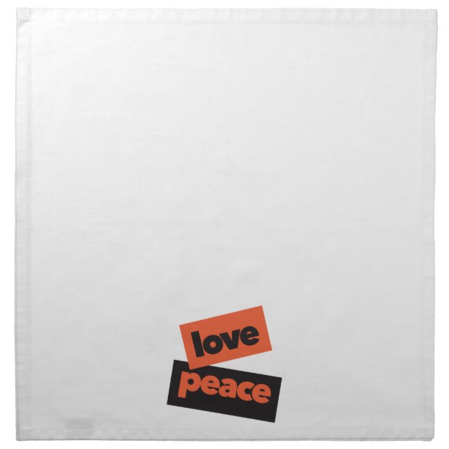 Vibrant, bold, simple, urban design of Love Peace Cloth Napkin (Front)