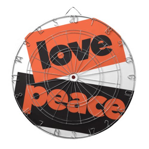 Vibrant bold simple urban design of Love Peace Dart Board