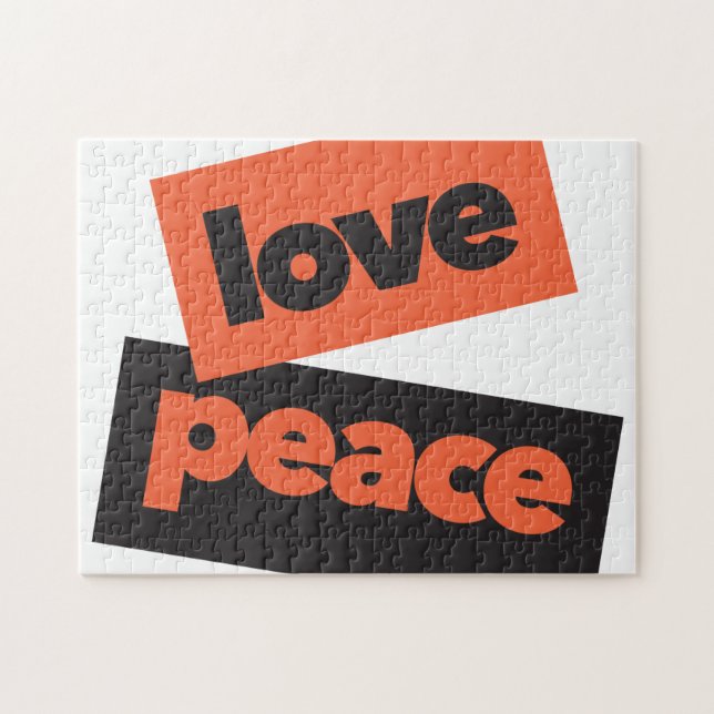 Vibrant, bold, simple, urban design of Love Peace Jigsaw Puzzle (Horizontal)
