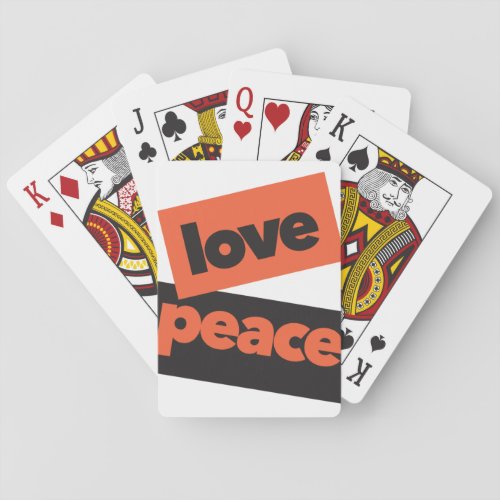 Vibrant bold simple urban design of Love Peace Playing Cards