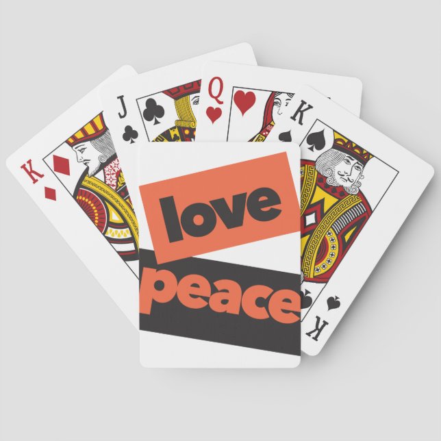 Vibrant, bold, simple, urban design of Love Peace Poker Cards (Back)