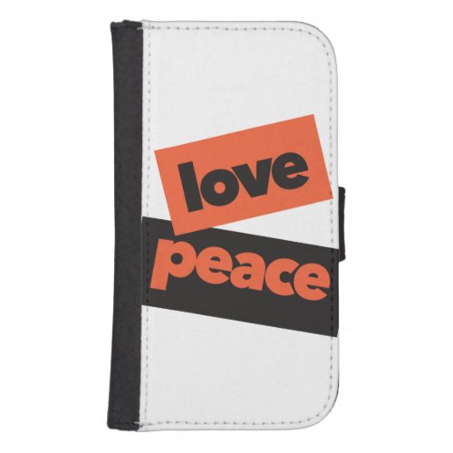 Vibrant bold simple urban design of Love Peace Galaxy S4 Wallet Case