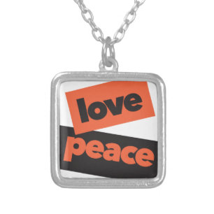 Vibrant, bold, simple, urban design of Love Peace Silver Plated Necklace