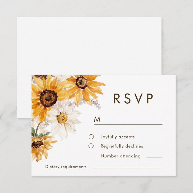 Vibrant Bold Sunshine Floral Wedding RSVP Card (Front/Back)