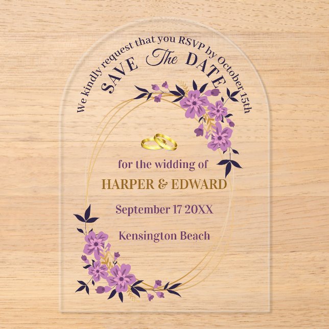Vibrant Bold Wildflowers Wedding Save The Date Acr Acrylic Invitations (Front)