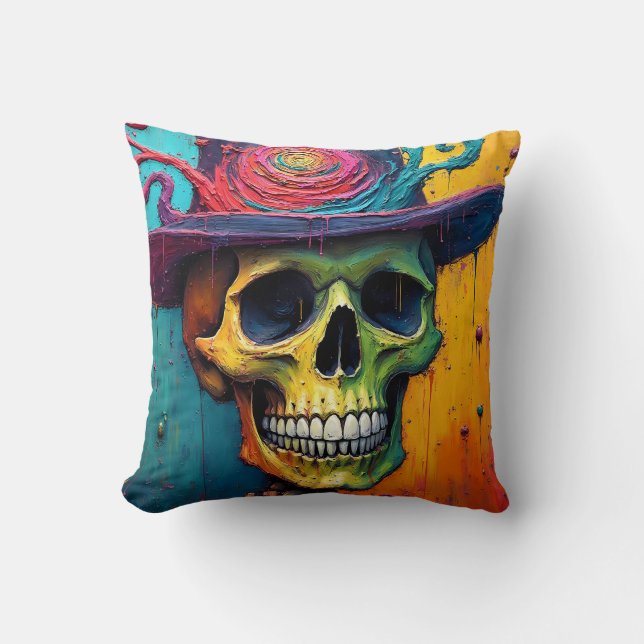 Vibrant Bones  Throw Pillow (Front)