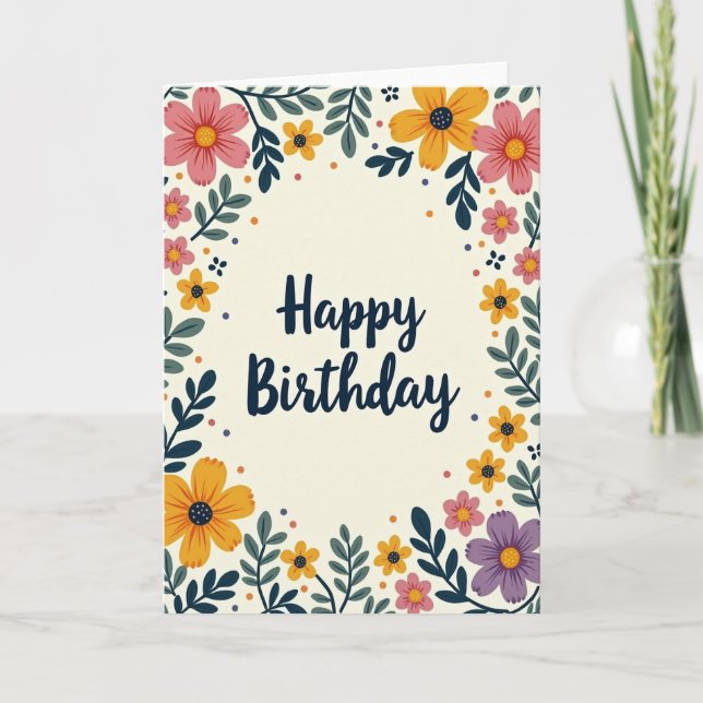 Vibrant Botanical Bloom Card (Front)