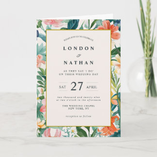 Vibrant Botanical Bloom Floral Wedding Invitation