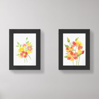 Vibrant Botanical Bouquet of Marsh Marigold Wall Art Sets