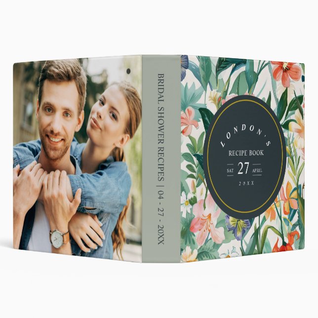 Vibrant Botanical Floral Photo Bridal Shower 3 Ring Binder (Background)
