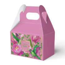 Vibrant Botanical Pink and Green Favor Boxes