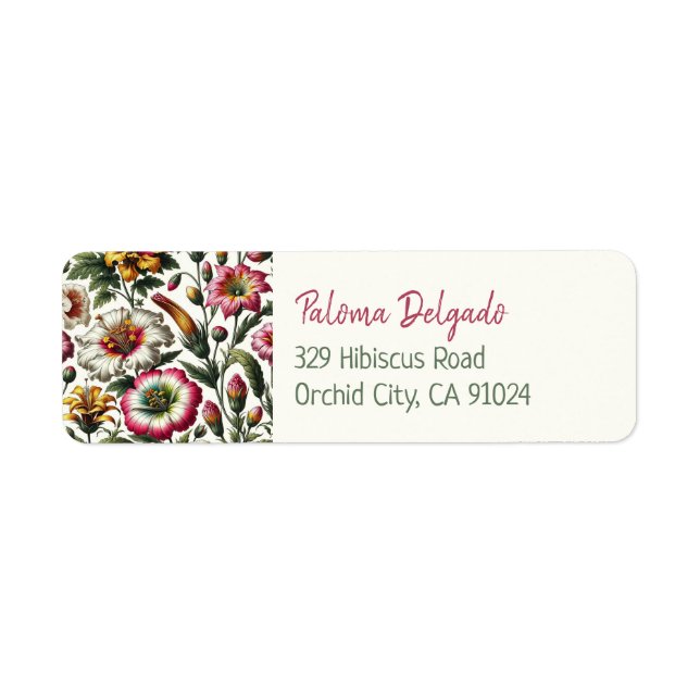 Vibrant Botanical Tropical Flowers Return Address Label (Front)