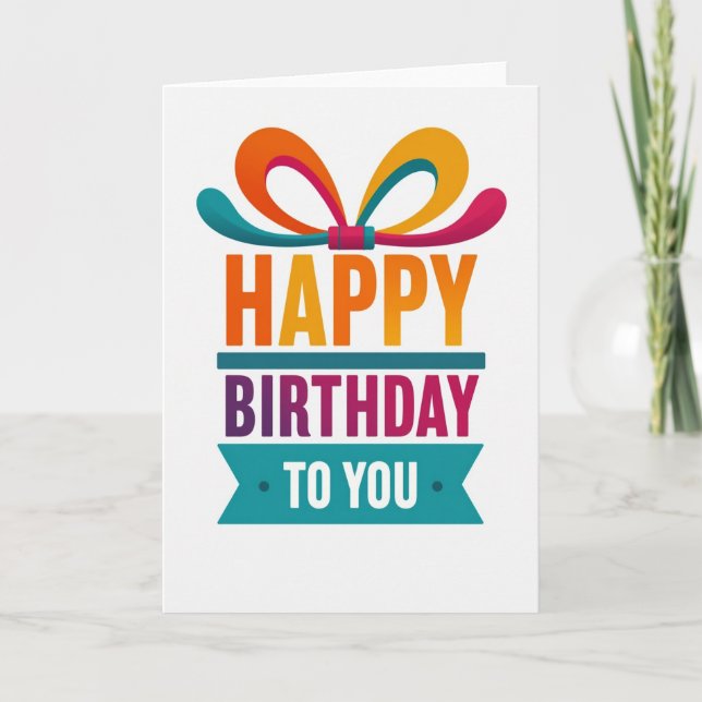 Vibrant Bow Birthday Card (Front)