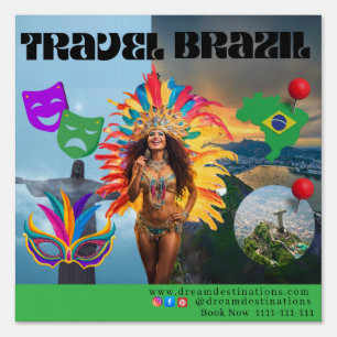 Vibrant Brazilian Carnival Design Travel Agency Sign