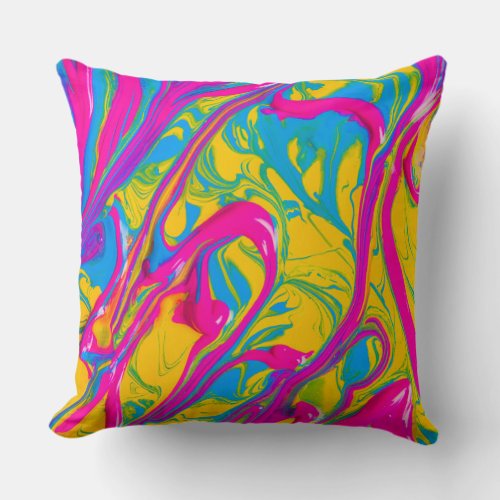 Vibrant Bright Colorful Abstract Throw Pillow