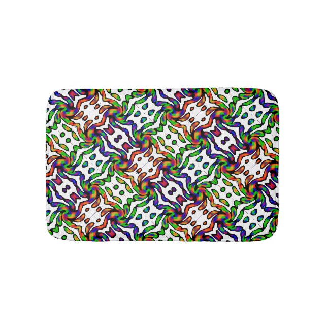 Vibrant Bright Colorful Pattern  Bath Mat (Front)