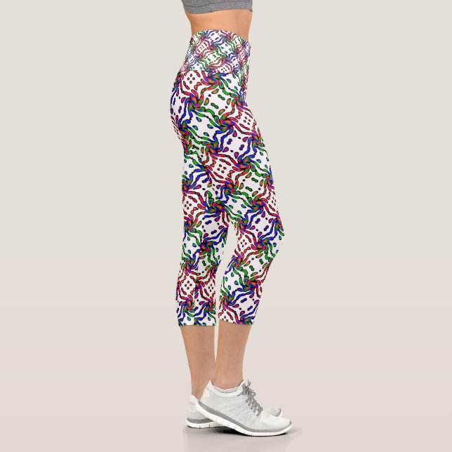 Vibrant Bright Colorful Pattern  Capri Leggings (Right)