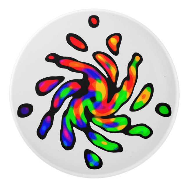 Vibrant Bright Colorful Pattern  Ceramic Knob (Front)