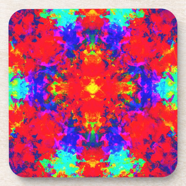 Vibrant Bright Colors Pattern Art Beverage Coaster (Front)
