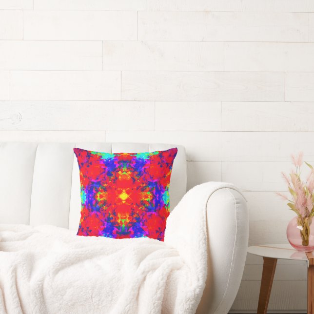 Vibrant Bright Colors Pattern Art Throw Pillow (Couch)