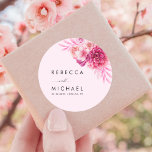 Vibrant Bright Hot Pink Floral Botanical Wedding Classic Round Sticker<br><div class="desc">This cute sticker would make a great addition to your wedding supplies. Easily add your own details by clicking on the "personalize" option.</div>