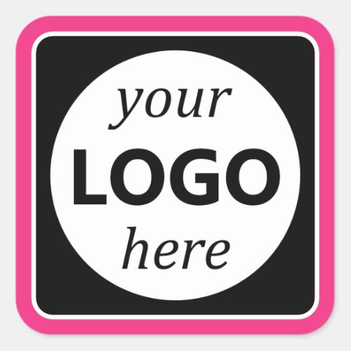Vibrant Bright Pink Black Color Your Logo Here Square Sticker
