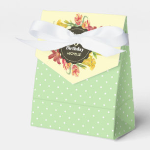 Vibrant Bright Spring Flowers Wreath Birthday Favor Boxes