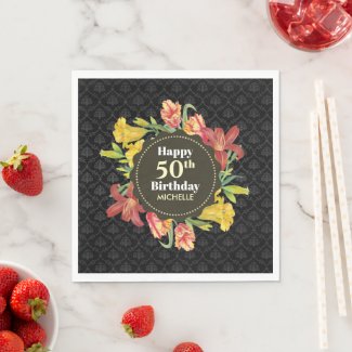 Vibrant Bright Spring Flowers Wreath Birthday
